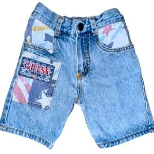 Vintage Baby Guess Denim Jorts Shorts Kids Size 2 Blue Jean Triangle USA Stars
